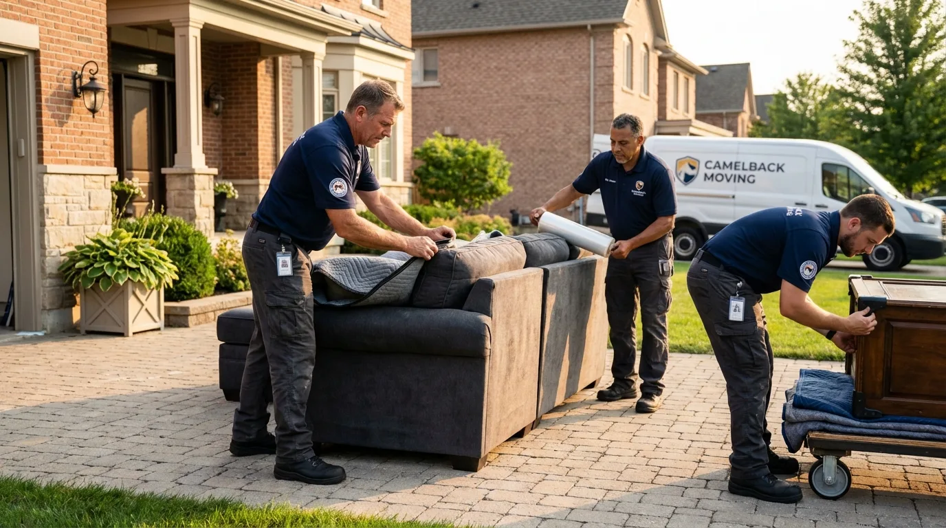 Large estate moving crew wrapping furniture in Gridley, CA